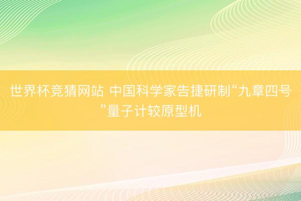 世界杯竞猜网站 中国科学家告捷研制“九章四号”量子计较原型机
