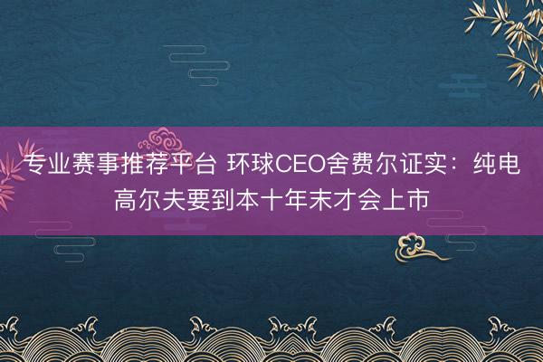 专业赛事推荐平台 环球CEO舍费尔证实：纯电高尔夫要到本十年末才会上市
