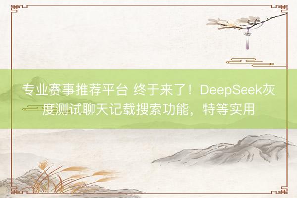 专业赛事推荐平台 终于来了！DeepSeek灰度测试聊天记载搜索功能，特等实用