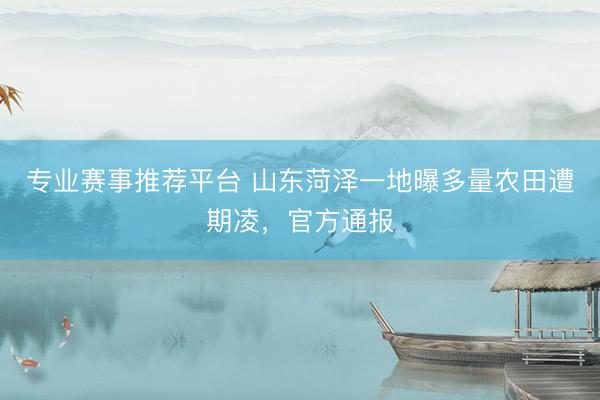 专业赛事推荐平台 山东菏泽一地曝多量农田遭期凌，官方通报