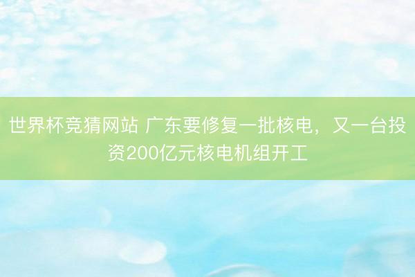 世界杯竞猜网站 广东要修复一批核电,又一台投资200亿元核电机组开工