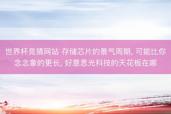 世界杯竞猜网站 存储芯片的景气周期， 可能比你念念象的更长， 好意思光科技的天花板在哪