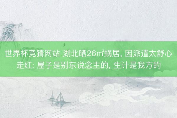 世界杯竞猜网站 湖北晒26㎡蜗居， 因派遣太舒心走红: 屋子是别东说念主的， 生计是我方的