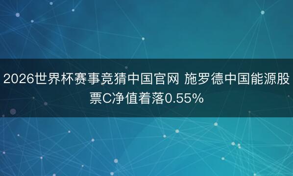 2026世界杯赛事竞猜中国官网 施罗德中国能源股票C净值着落0.55%