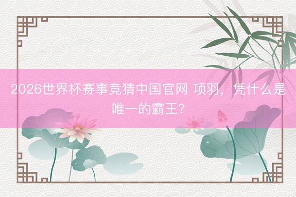2026世界杯赛事竞猜中国官网 项羽，凭什么是唯一的霸王？