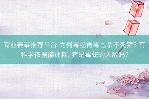 专业赛事推荐平台 为何毒蛇再毒也杀不死猪? 有科学依据能评释, 猪是毒蛇的天敌吗?