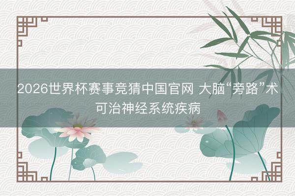 2026世界杯赛事竞猜中国官网 大脑“旁路”术可治神经系统疾病