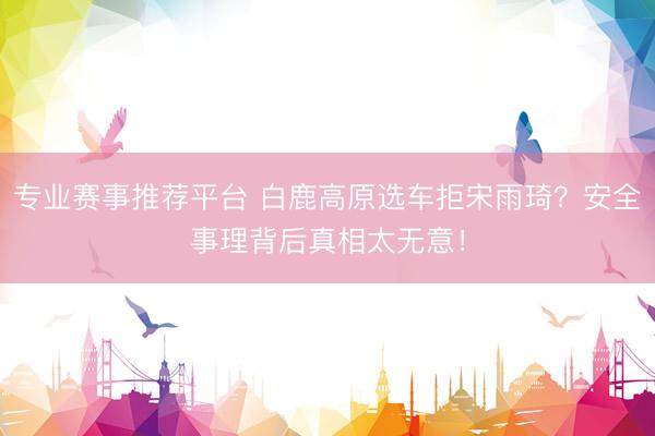专业赛事推荐平台 白鹿高原选车拒宋雨琦？安全事理背后真相太无意！