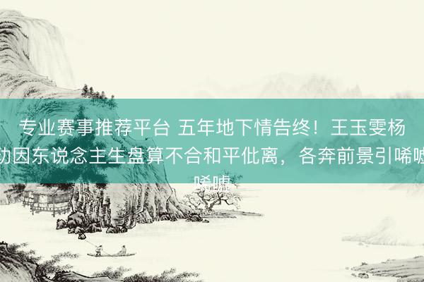专业赛事推荐平台 五年地下情告终！王玉雯杨玏因东说念主生盘算不合和平仳离，各奔前景引唏嘘